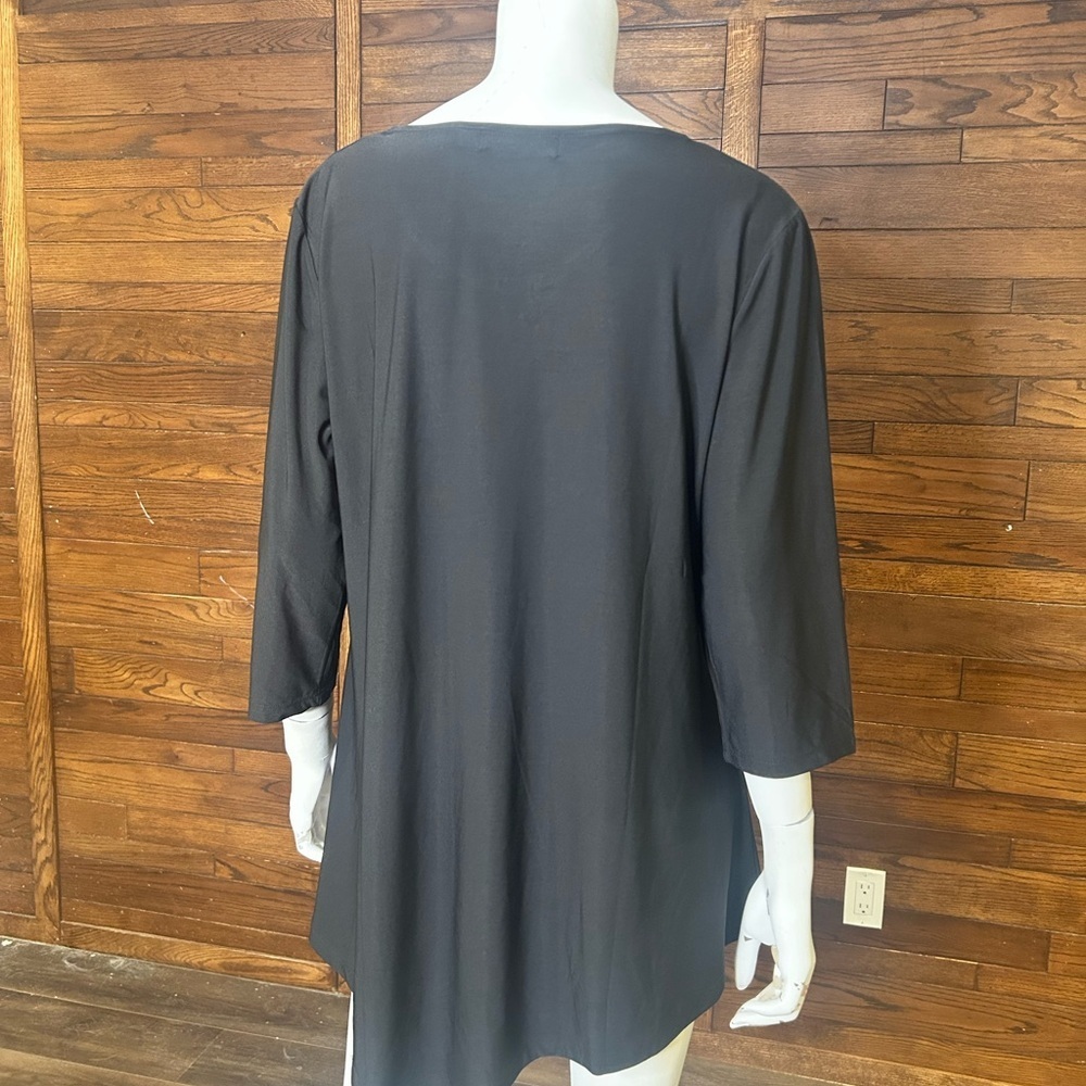 Creation, black top long three-quarter sleeve size X large stretch - Picture 2 of 3